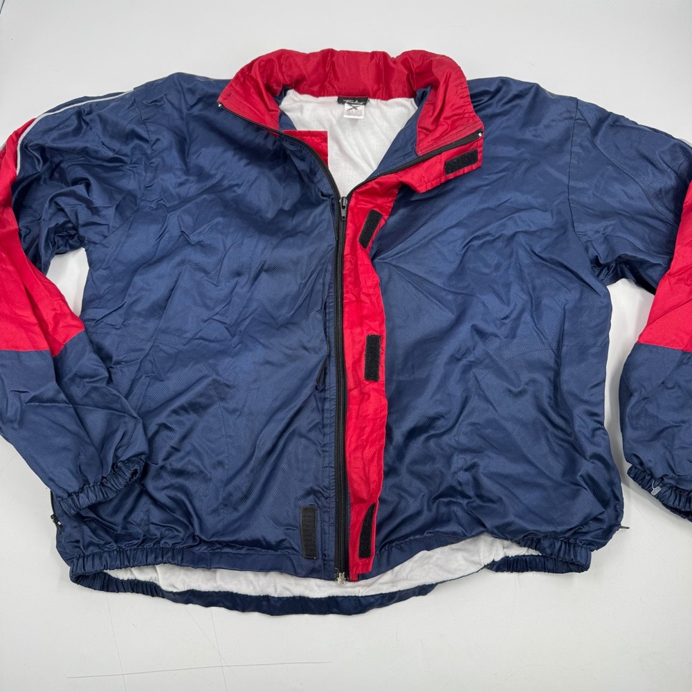 Tinley Colorblock Windbreaker Jacket Full Zip‎ Medium Navy Blue Red Pullover